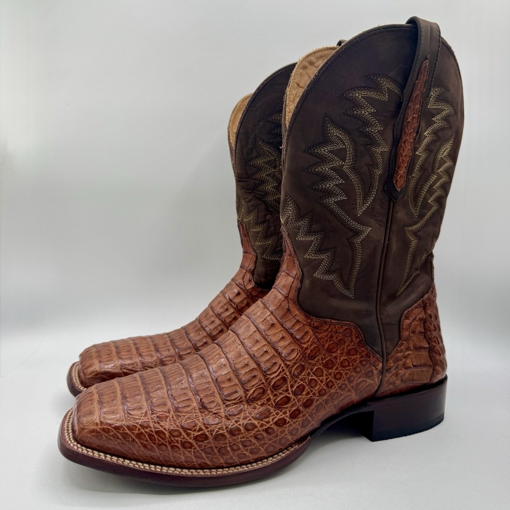 El Dorado Exotic Caiman Brass Stockman Boots Men's Size 13 D Brown Genuine